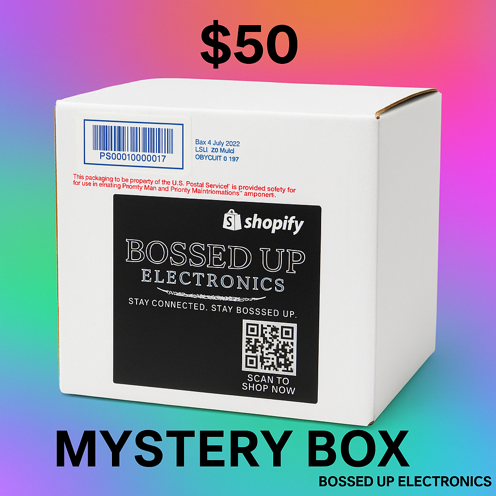 π¦ Bossed Up Electronics β $50 Phone Accessory Mystery Box
Stay Connected. Stay Bossed Up.