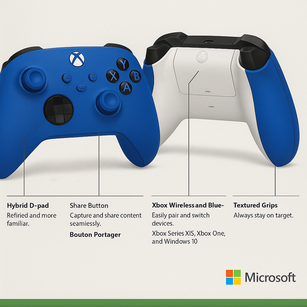 Shock Blue Xbox Wireless Controller – Open Box (Like New)