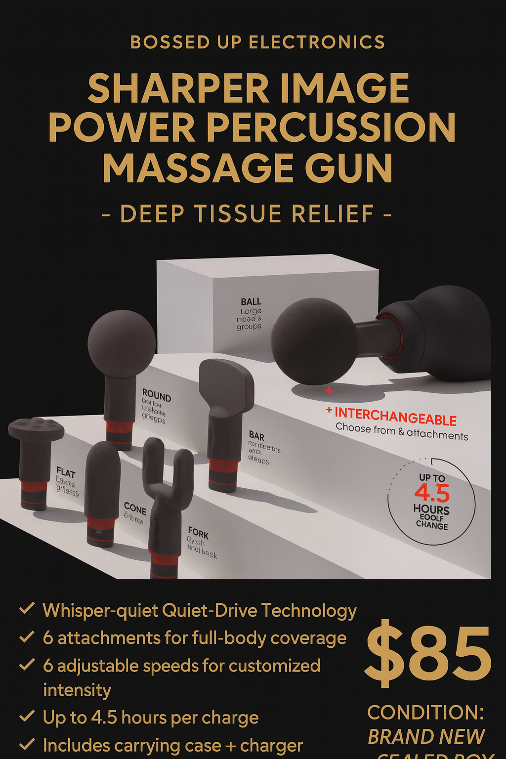Sharper Image Power Percussion Massage Gun – Deep Tissue Relief