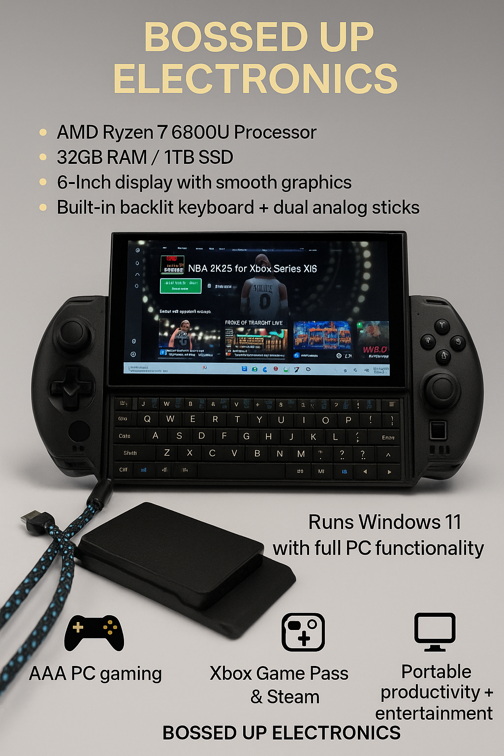 GPD Win 4 Handheld Gaming PC – 32GB RAM / 1TB SSD – Portable Windows Consoles
