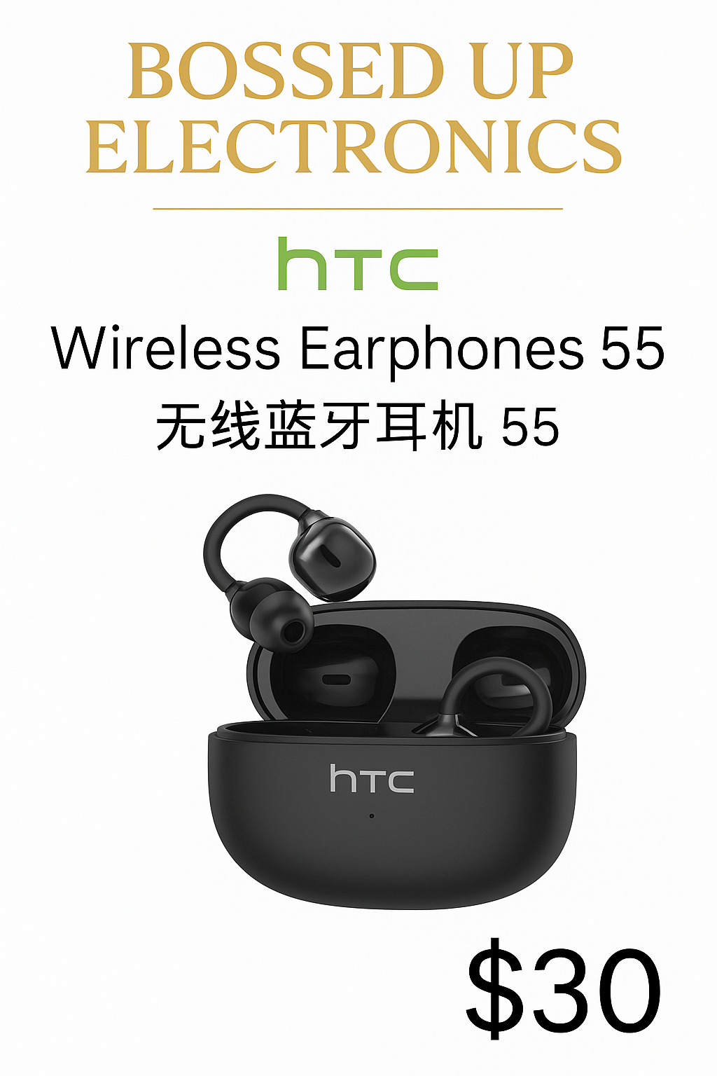 HTC NE55 Wireless Earphones – Bluetooth 5.0 In-Ear Headphones with Charging Case