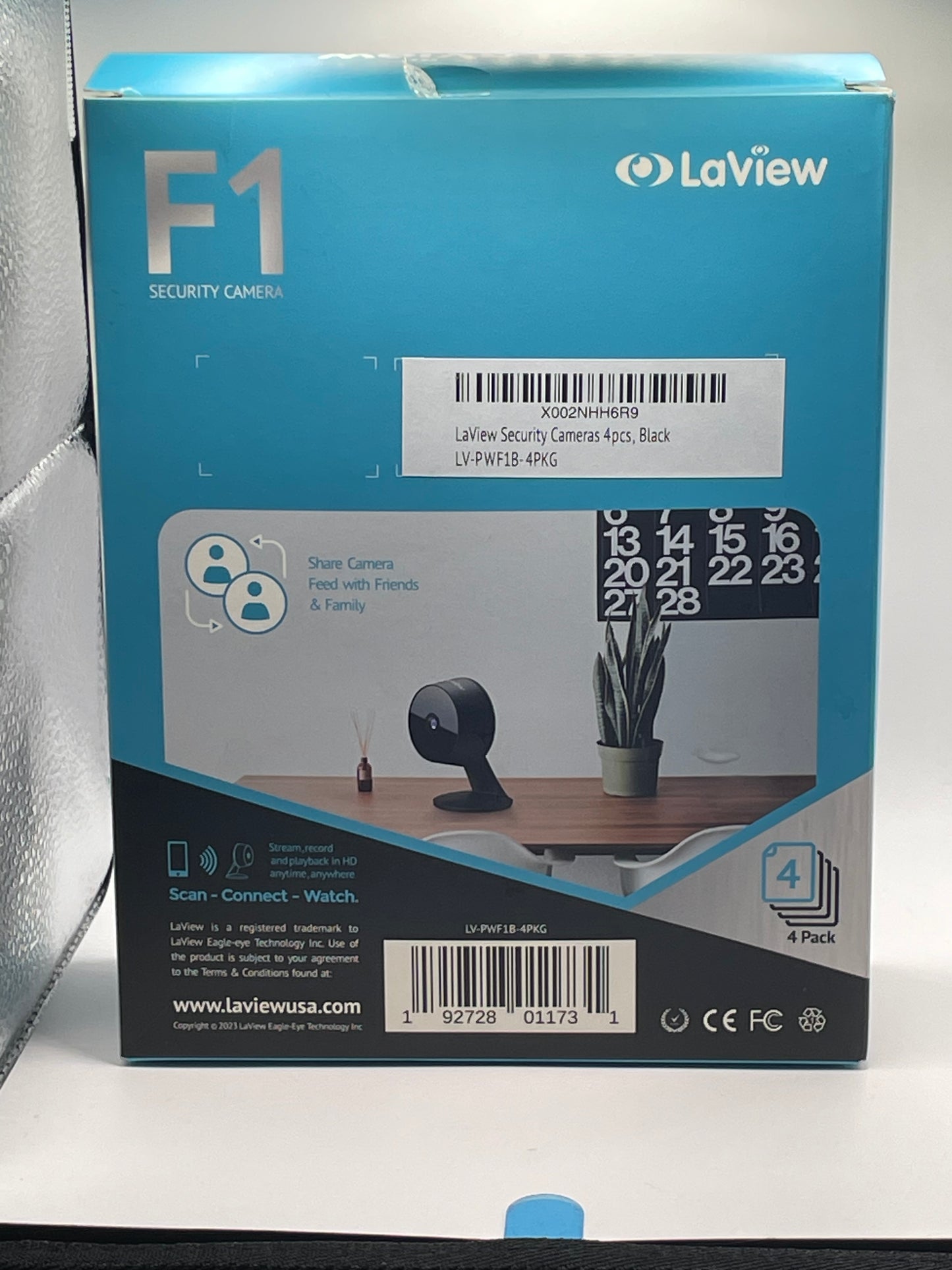 LaView F1 Smart Wi-Fi Security Camera (4-Pack) – 1080p HD, Motion Alerts, 2-Way Audio, Cloud Storage