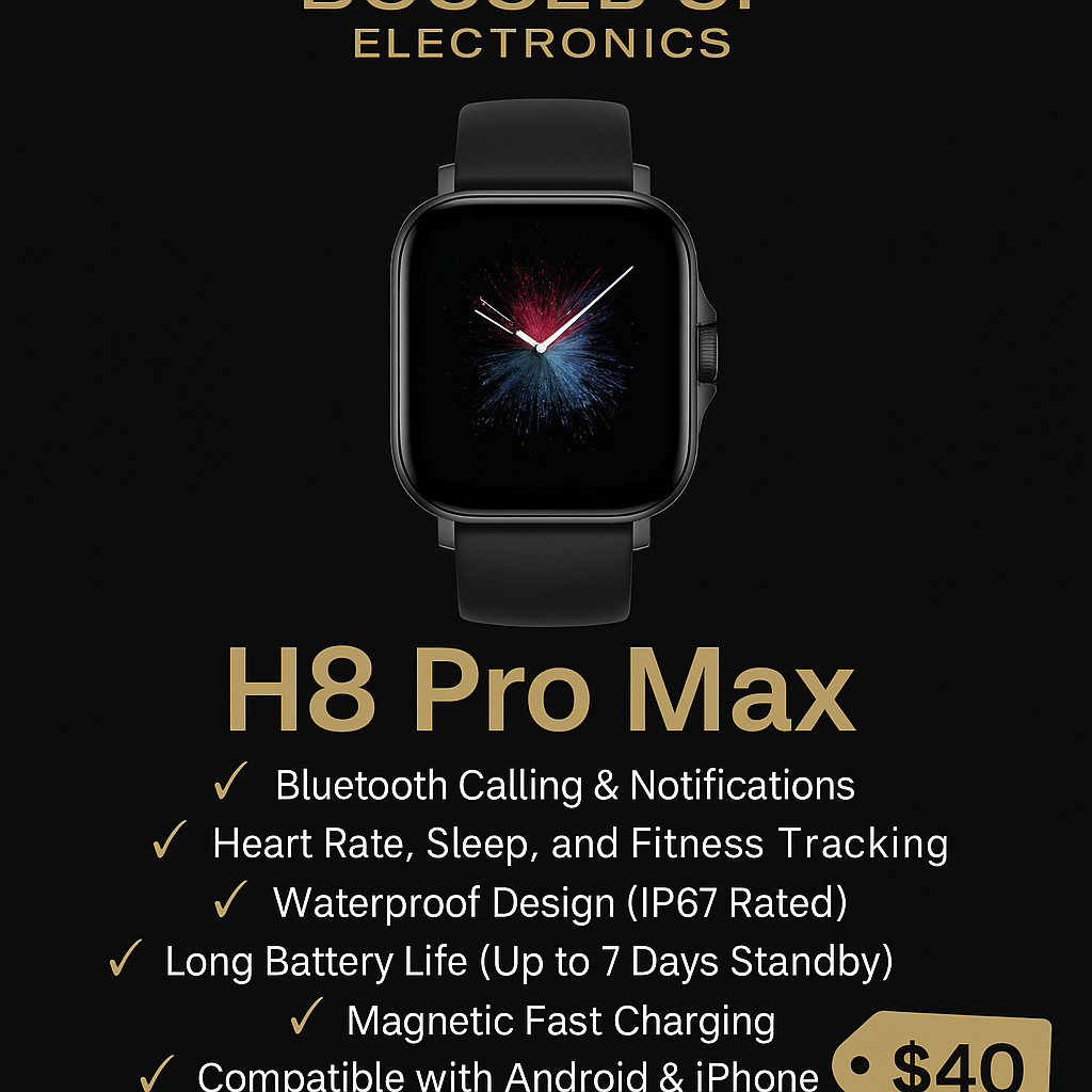 H8 Pro Max Smartwatch – Bluetooth Call, Fitness Tracker, Full HD Display