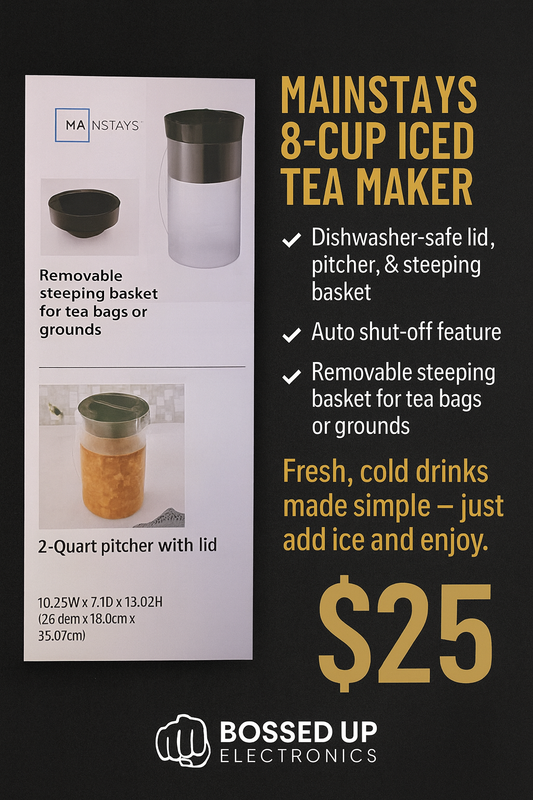 Mainstays 8-Cup Iced Tea Maker
Brew your favorite iced tea or coffee in minutes!