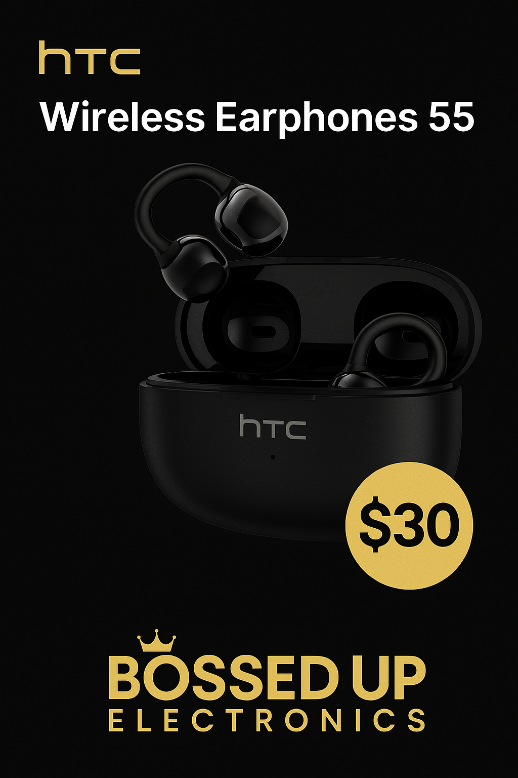 HTC NE55 Wireless Earphones – Bluetooth 5.0 In-Ear Headphones with Charging Case