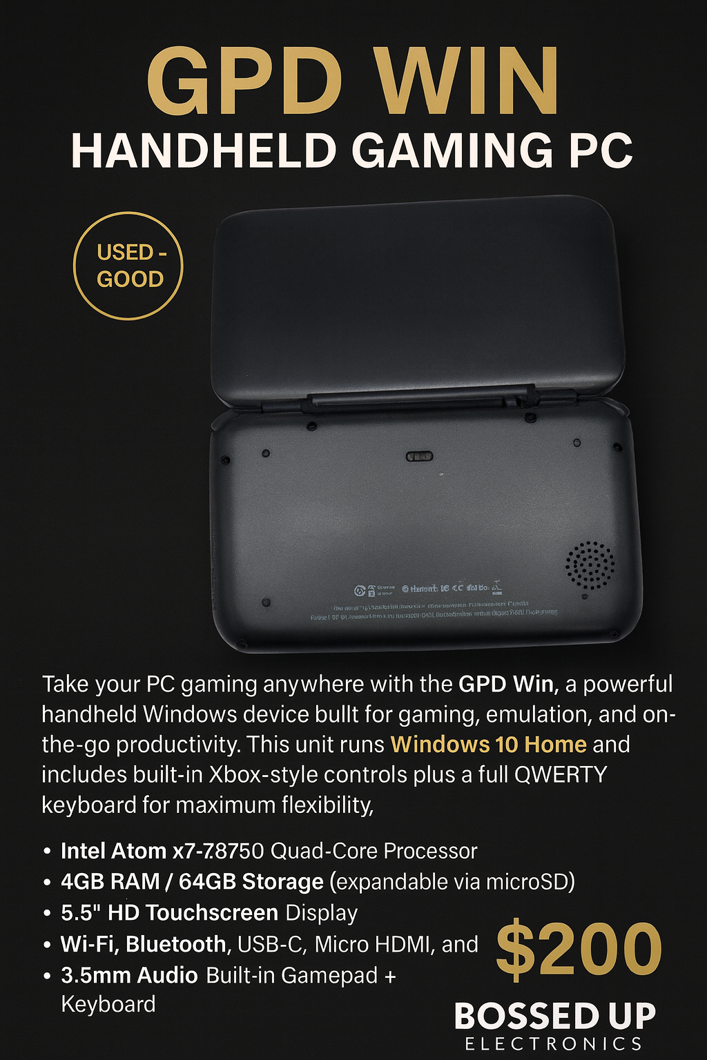 🎮 GPD Win Handheld Gaming PC

Condition: Used – Good