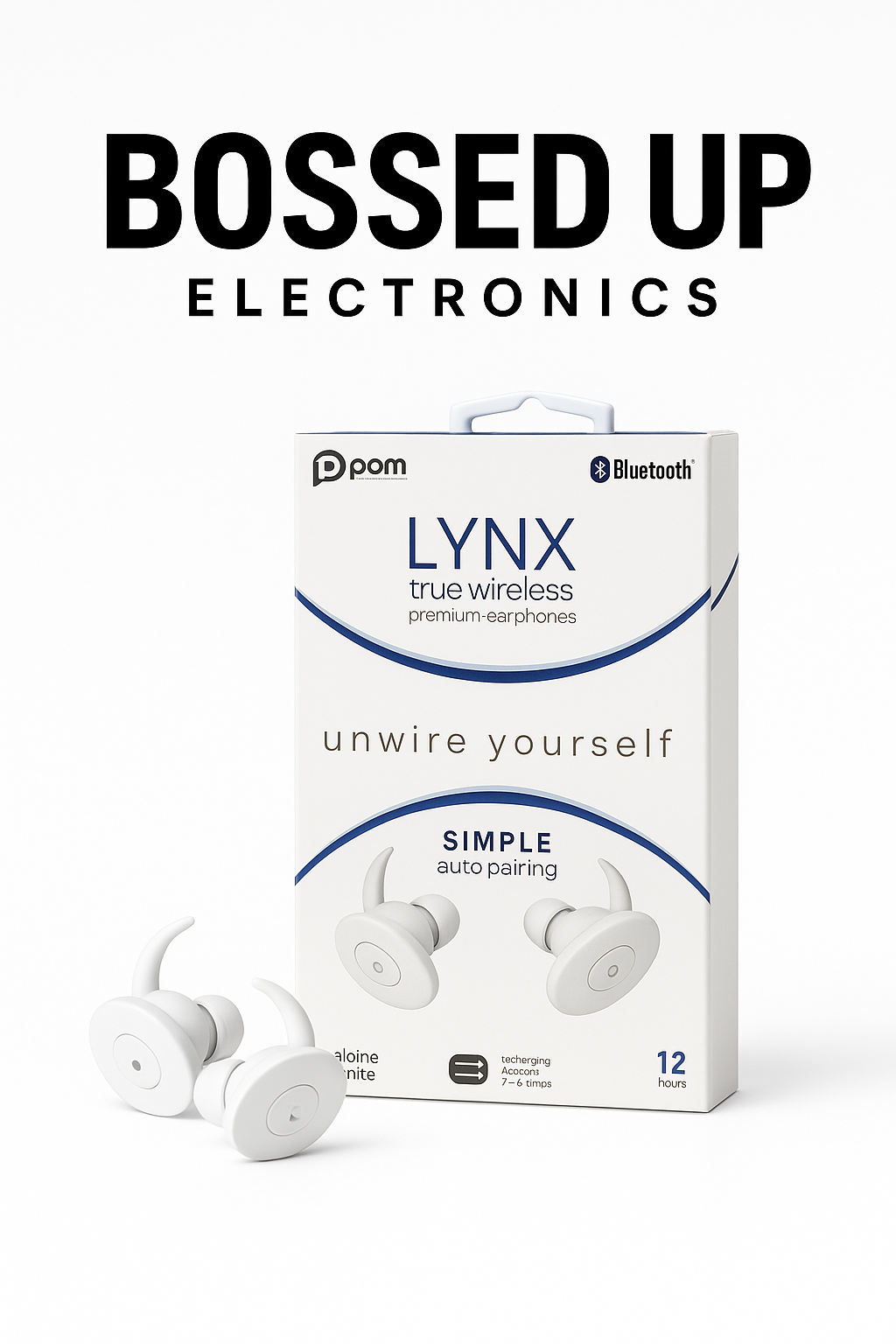 Pom Gear LYNX True Wireless Earphones – Alpine White