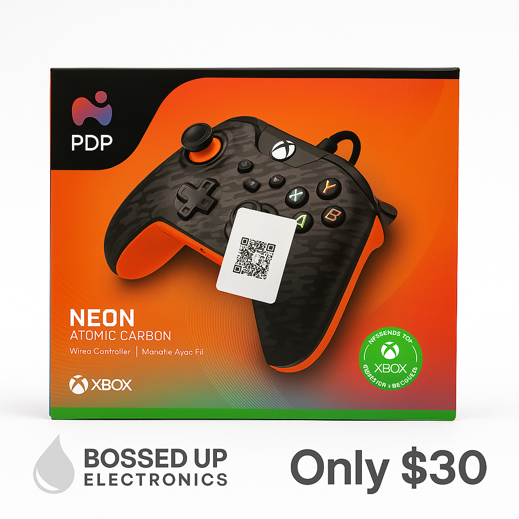 🎮 PDP Neon Atomic Carbon Wired Controller – Xbox Compatible