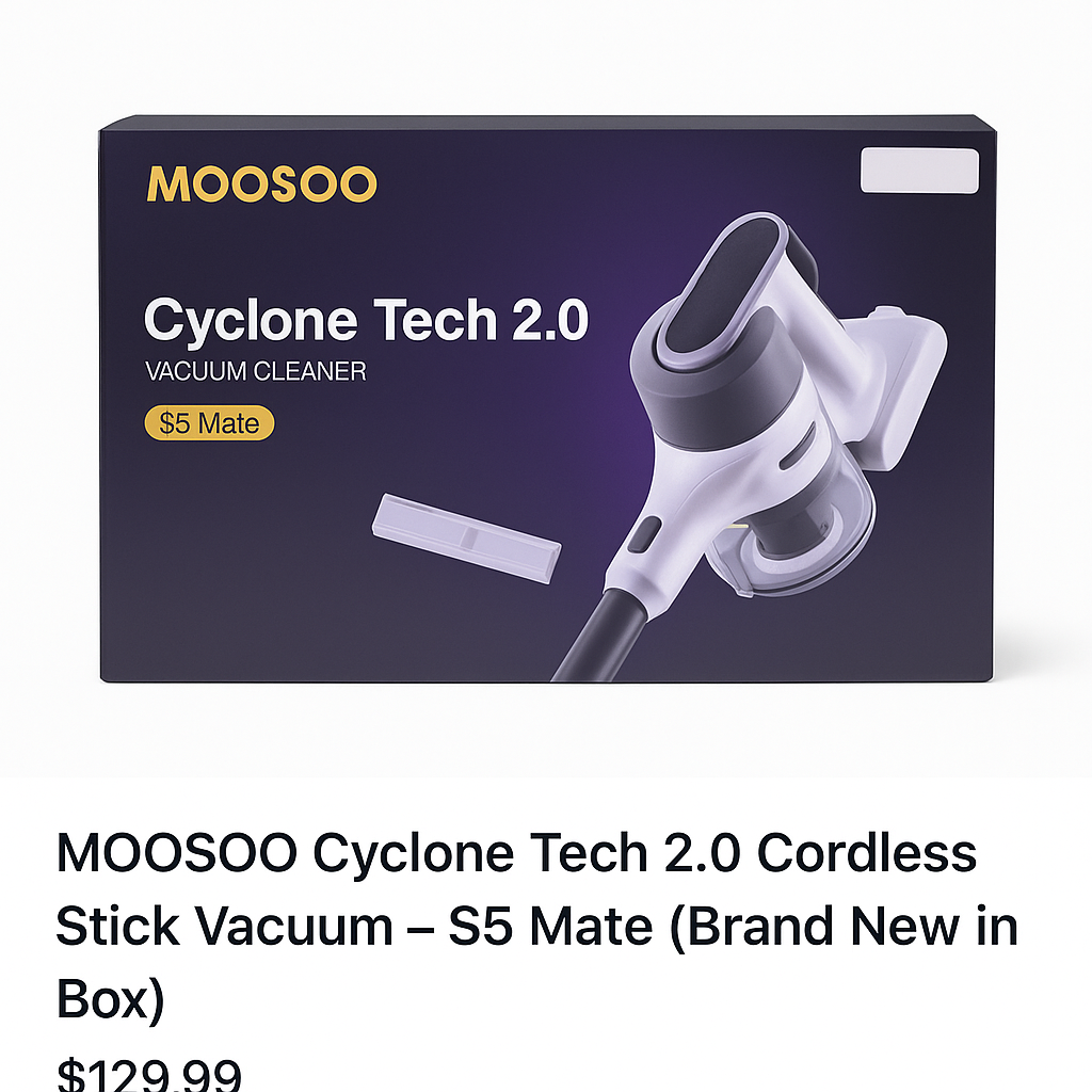 MOOSOO Cyclone Tech 2.0 Cordless Stick Vacuum – S5 Mate (Brand New in Box)