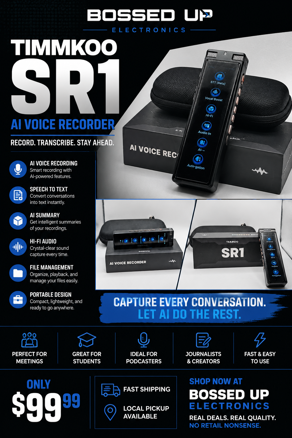 TIMMKOO SR1 AI Voice Recorder